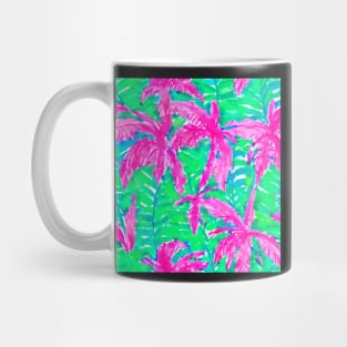 Pink palms tropical forest watercolor seamless pattern Mug